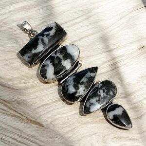 Beautiful Large White Buffalo Turquoise Silver Pendant